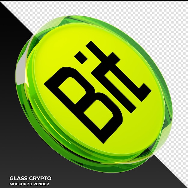 BitDAO BIT Glass Crypto Coin Ilustração 3D