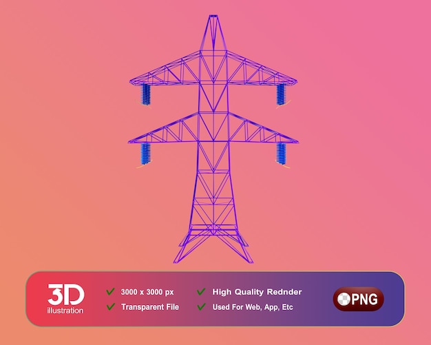 PSD bizzy 3d icon pack para agência de negócios e marketing ícone torre elétrica