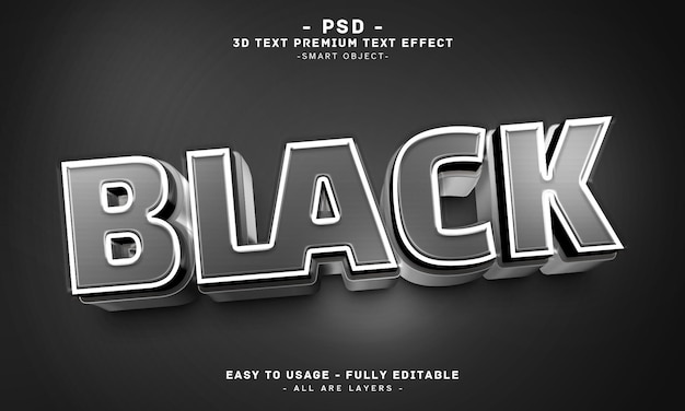 Black 3d Editable Text Effect PSD With Premium Background