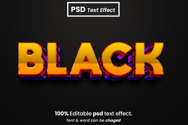 Black 3D Editable Text Effect