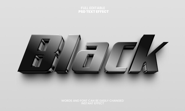 Black 3D Metallic Text Effect