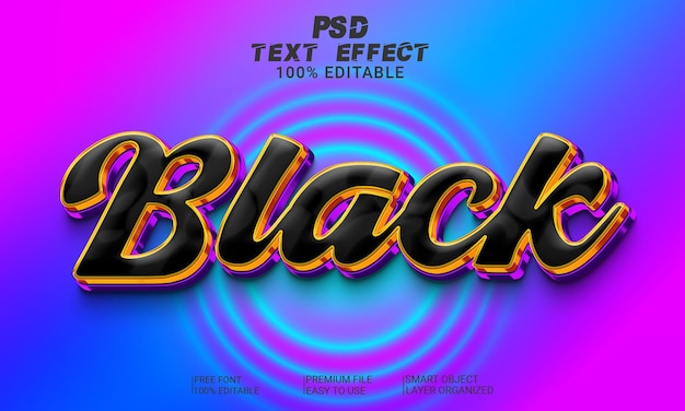 Black 3D Text Effect PSD File