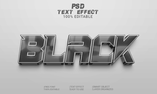 Black 3D Text Effect Style PSD File