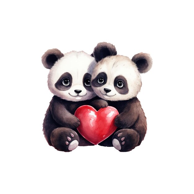 PSD black and white love story valentine couple panda capturando corações com cuteza e afeto