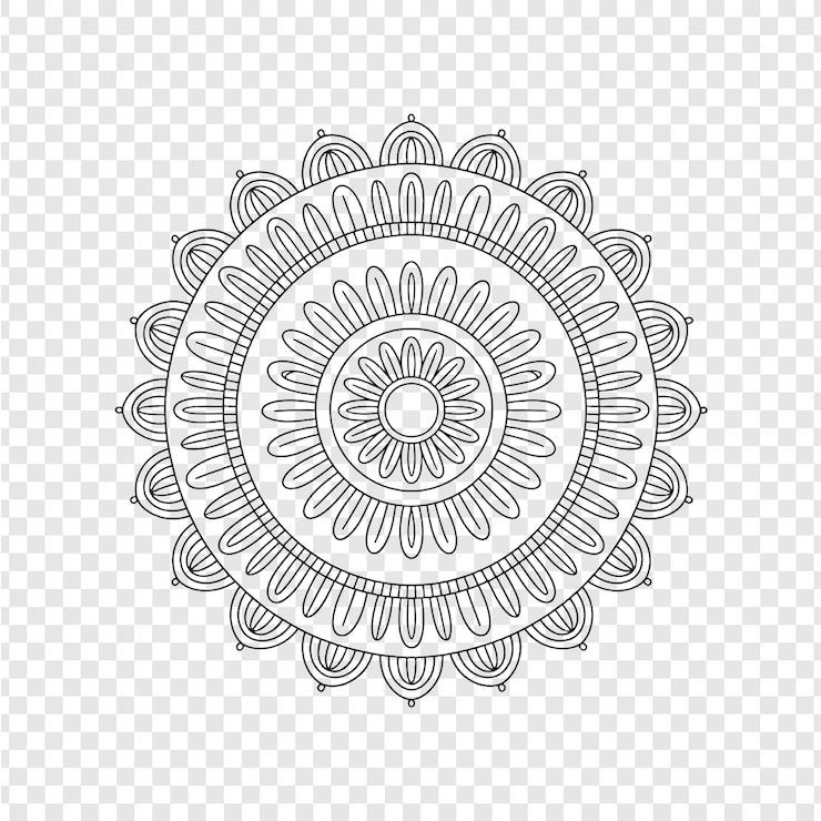 PSD black and white mandala