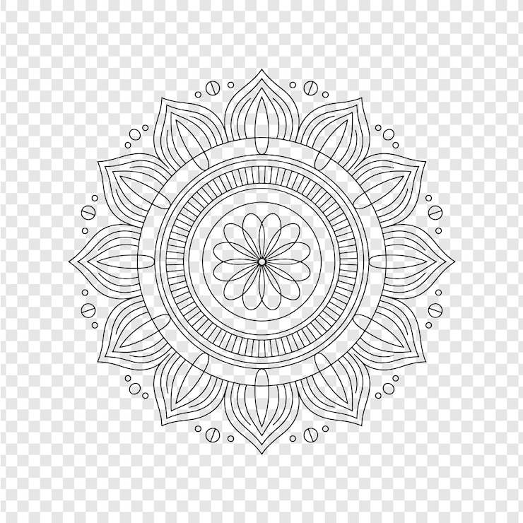 PSD black and white mandala