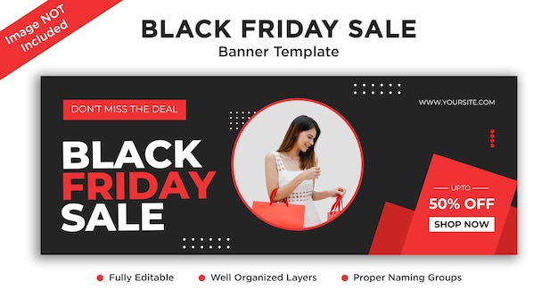 Black Background Black Friday Banner Template per social media e stampa PSD