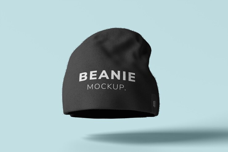 PSD black beanie mockup per la pubblicità della moda
