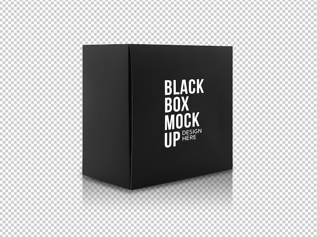 PSD black box produktverpackung in seitenansicht und vorderansicht modellvorlage für ihr design.