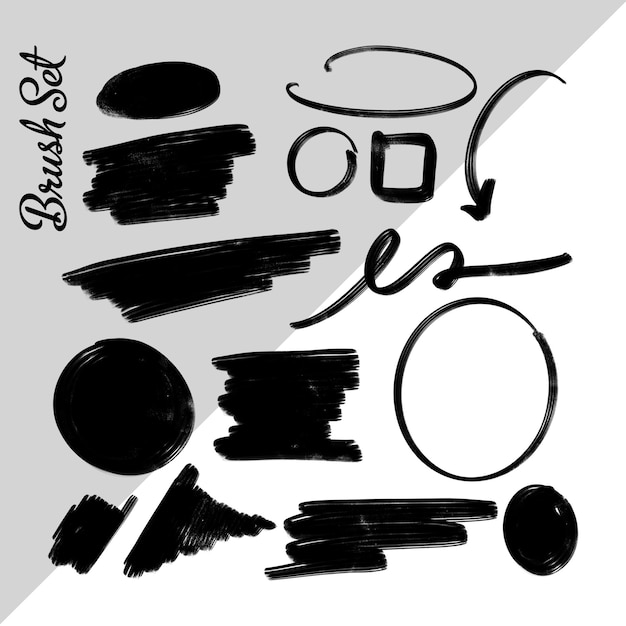 Black Brush Set Design (Schwarzes Pinsel-Set-Design)