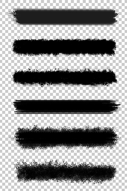 Black Brush Stroke Set isolato su uno sfondo trasparente