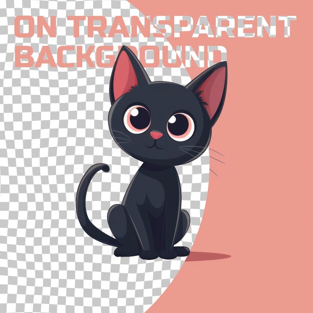 PSD a black cat with a pink background that says  on it