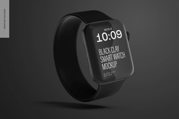 Black Clay Smart Watch Mockup, vista sinistra
