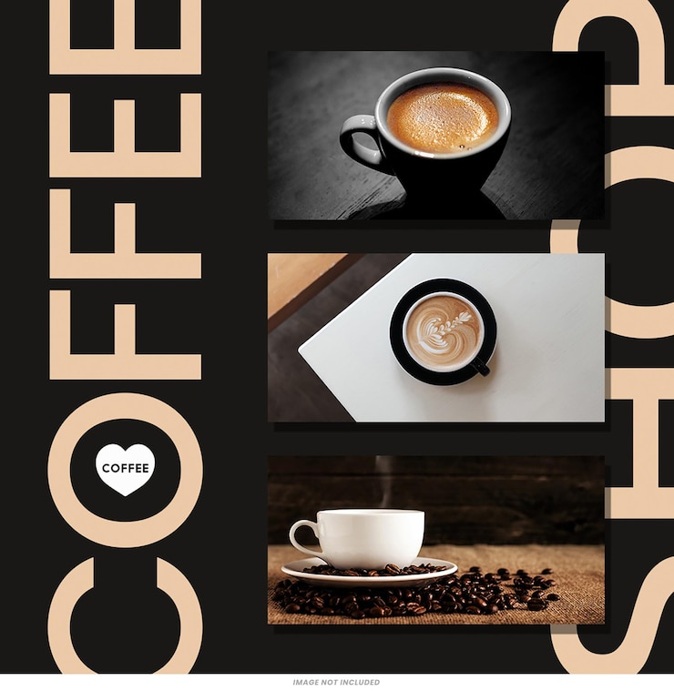 PSD black coffee instagram post template psd design social media layout del modello nero quadrato.