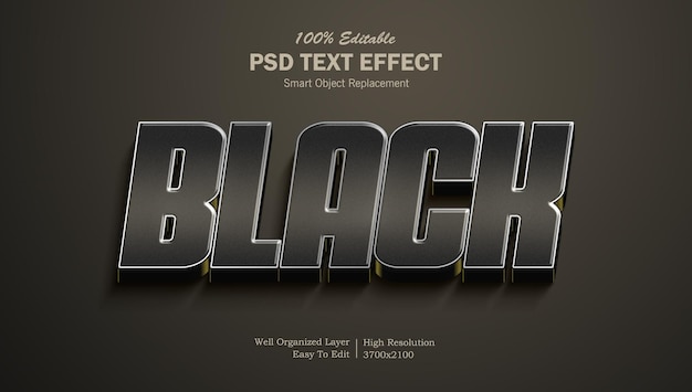 Black Color 3D PSD Text Effect
