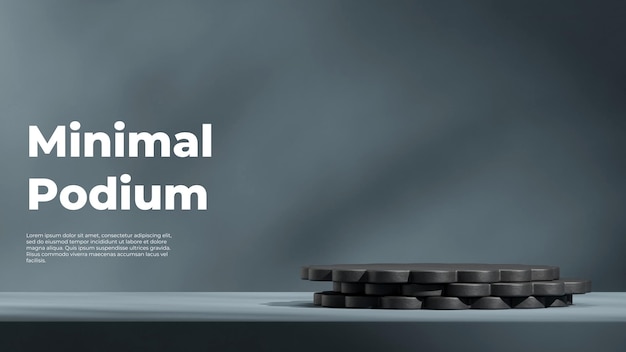 black color textured podium in landscape dark gray minimal wall 3d render image empty space