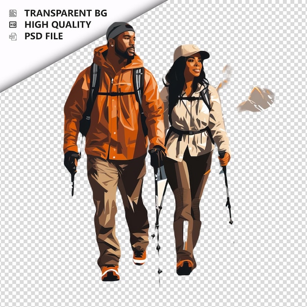 Black Couple Hiking Flat Icon Style à Fond Blanc Isolé