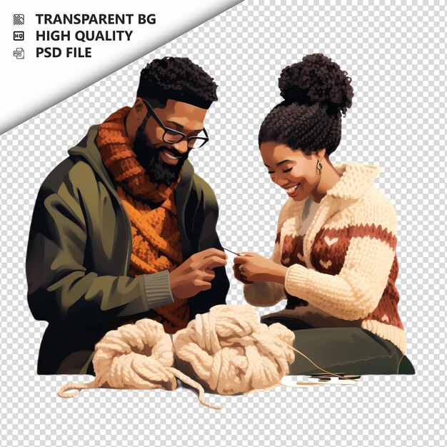 PSD black couple knitting flat icon el estilo de fondo blanco es