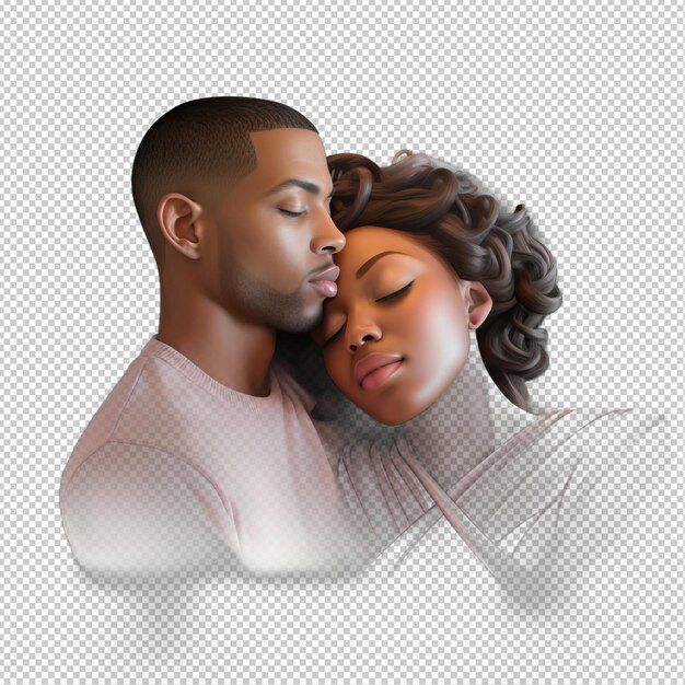 PSD black couple napping 3d cartoon estilo fundo transparente é