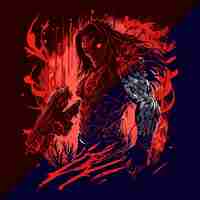 PSD black death predator 4096px png transparente 300dpi camiseta digital pod clipart portada del libro wallart