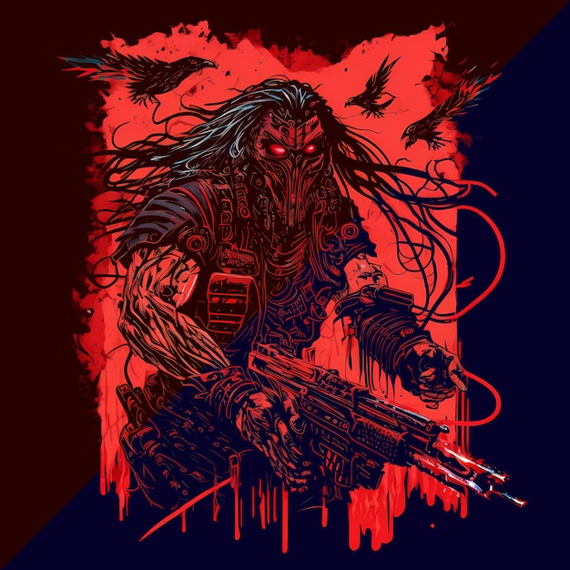 PSD black death predator 4096px png transparente 300dpi camiseta digital pod clipart portada del libro wallart