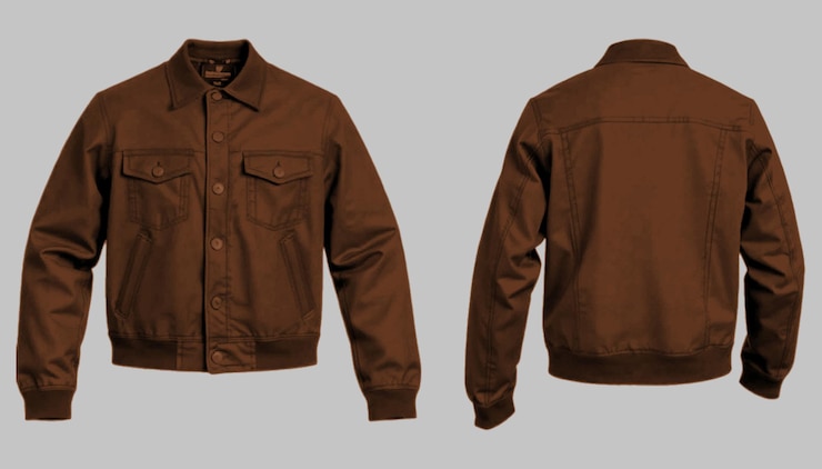 PSD black denim jacket with buttons pockets and long sleeves