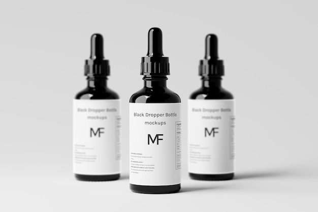 Black Dropper Bottle Mockup