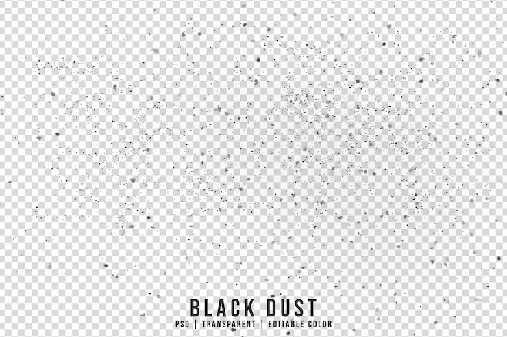 PSD black dust isolated on transparent background