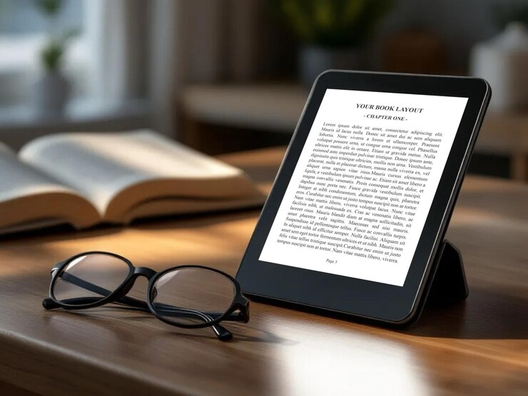 Black EBook Reader MockUp per la lettura a casa