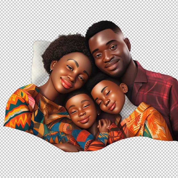 Black family napping 3d cartoon-stil durchsichtiger hintergrund ist