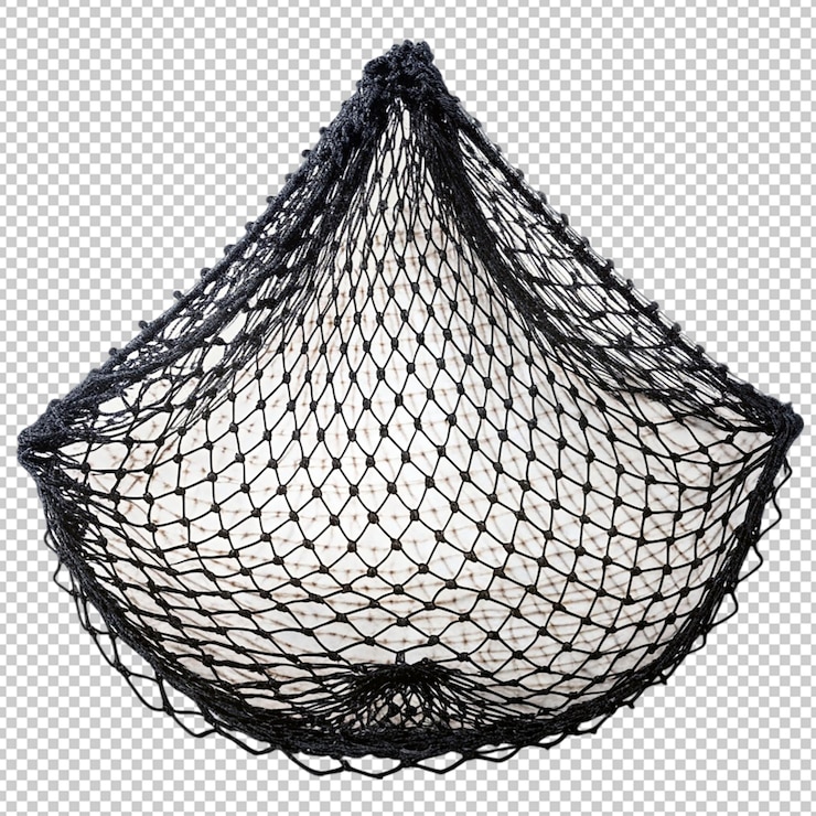 PSD black fishing net on transparent background