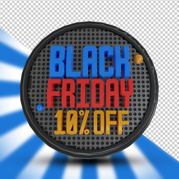 PSD black friday 10 % de réduction de rendu 3d