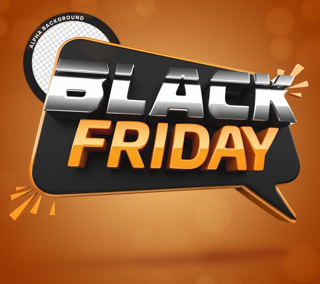 PSD black friday 3d para composición naranja y negra