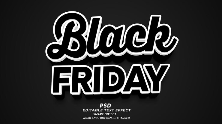 PSD black friday 3d modello photoshop per effetti di testo modificabili