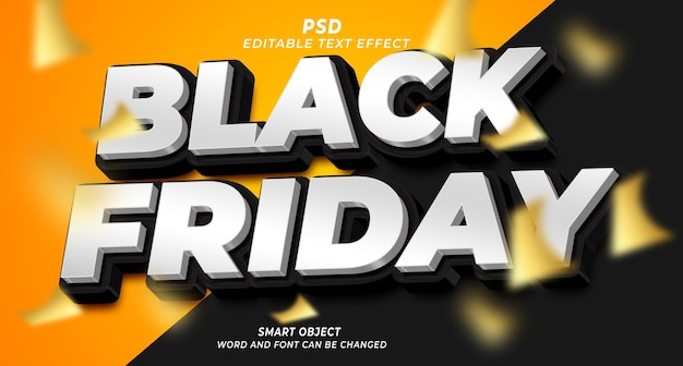 Black friday 3d psd bearbeitbare texteffekt-photoshop-vorlage mit hintergrund