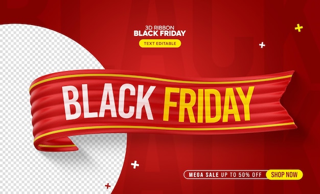 Black friday 3d ribbon mega venda oferta