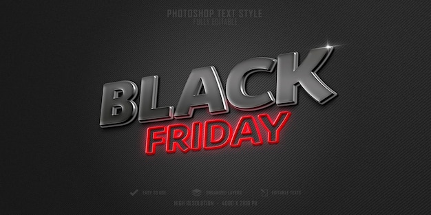 Black friday 3d text style effect premium psd