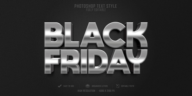 Black friday 3d text style effect Premium Psd