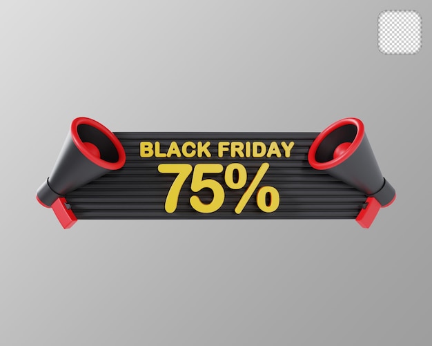 Black Friday 75 pour cent de réduction sur l'illustration 3D