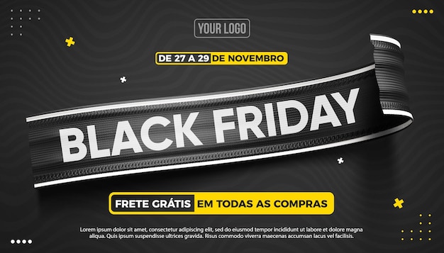 PSD black friday-banner mit kostenlosem versand für alle einkäufe