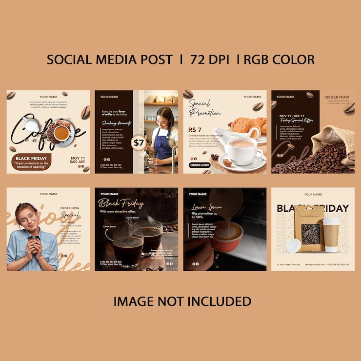 PSD black friday coffee template di post per instagram