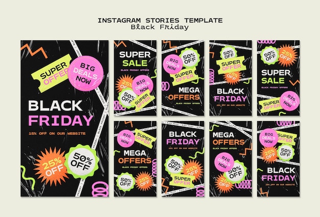 PSD black friday colección de historias de instagram