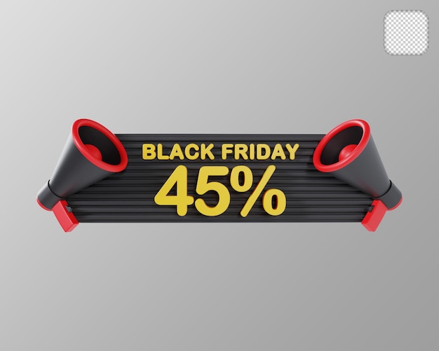 Black Friday com 45% de desconto na ilustração 3D