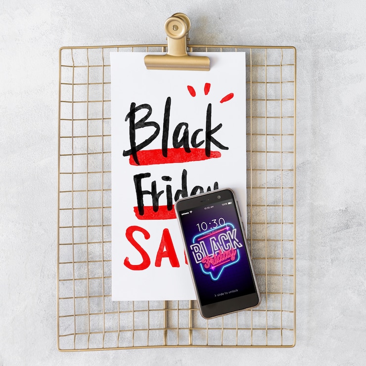 PSD black friday composition with clipboard