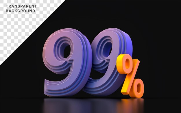 Black friday dark 99% desconto número banner venda 3d conceito de renderização