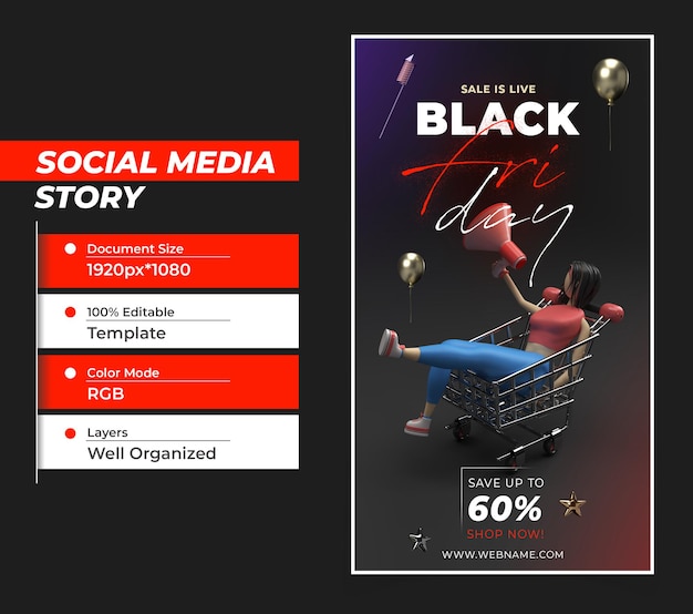 Black Friday Digital Concept Instagram y Social Media Story Ba