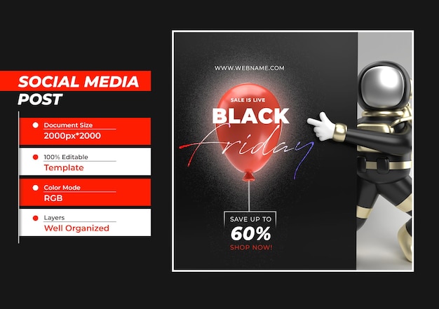 Black friday digital concept prohibición de publicaciones en redes sociales e instagram