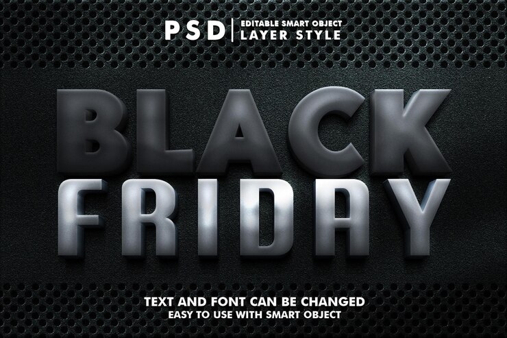 PSD black friday efecto de texto editable 3d premium psd