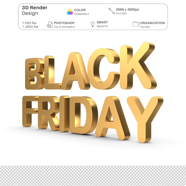 Black Friday Effet De Texte Modélisation 3d Fichier Psd Vendredi Noir Réaliste