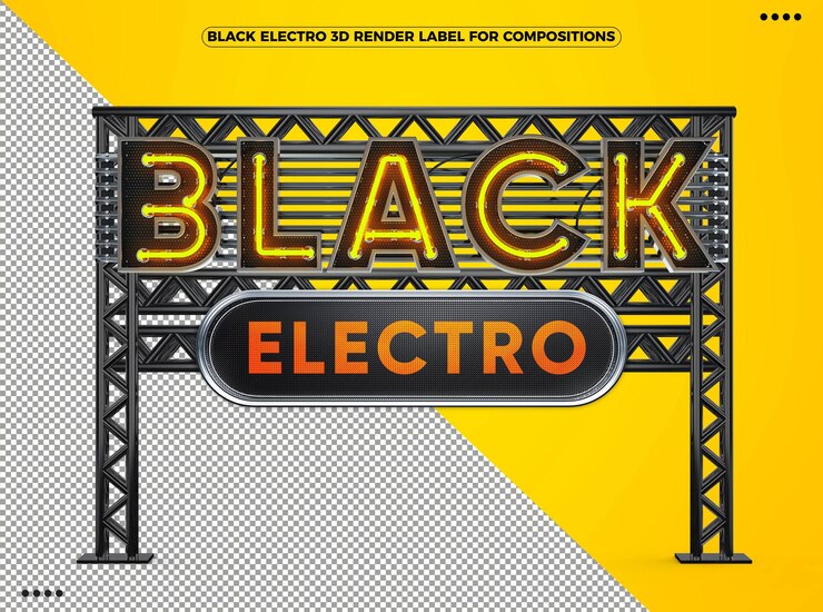 PSD black friday electro pantalla 3d para composiciones